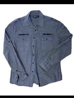 Recess Gray Utility Shirt Jacket Zipper Pockets Long Sleeve XL